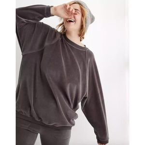Aerie Gray Velvet Oversized Crewneck - Size M